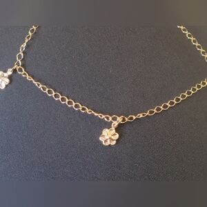 18k Gold Filled Dangled Flower Adjustable Anklet Bracelet